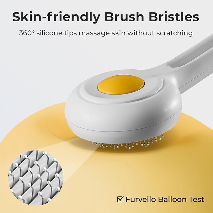 Self Cleaning Slicker Cat Brush - Skin Friendly Shedding Grooming Tool for Dogs & Cats, Pet Supplies Accessories, Deshedding Comb for Short Long Haired Kittens, Massage Function to Removes Loose Fur-Mewly Pet