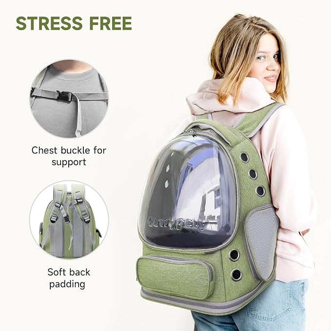 Cat Backpack Carrier, Breathable Cat Carrier Large Space Bubble Pet Backpack for Kitty Small Dog up to 15lbs, Transparent & Foldable Pet Carrier for Travel Hiking-Mewly Pet
