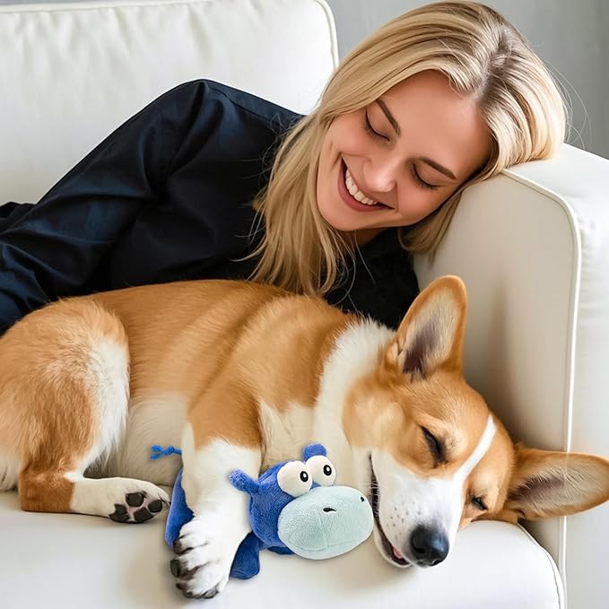 Squeaky Dog Toy Cute Plush Dog Toys Safe Puppy Teething Chewing for Small, Medium, and Large Breed Stuffed Hours of Fun 𝐂𝐮𝐝𝐝𝐥𝐞 𝐁𝐮𝐝𝐝𝐲 𝐟𝐨𝐫 pups-Hippo-Mewly Pet