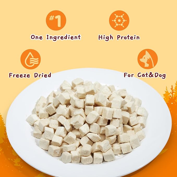 Jungle Calling Freeze Dried Chicken Cat & Dog Treats, Single Ingredient Chicken Bites for Cats & Dogs, High Protein Pet Training Treats, Edible Organic Food Topper, 10.58 oz-Mewly Pet