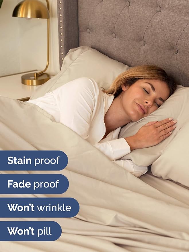 Extra Deep Queen Sheet Set - 6 Piece Breathable and Cooling Sheets - Hotel Luxury Bed Sheets Set - Easy & Secure Fit - Soft, Wrinkle Free and Comfy Sheets Set - Wheat Sheet Set with Extra Deep Pockets