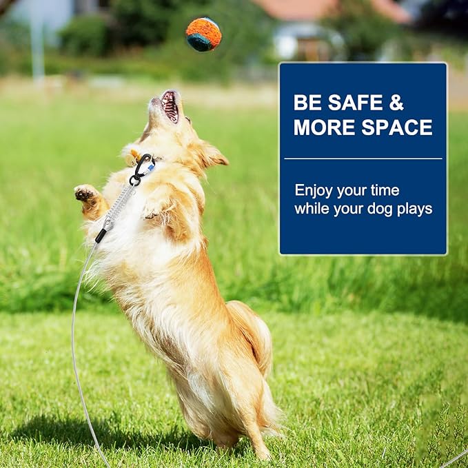 Snagle Paw Dog Leads for Yard 50FT-1000LBS Break Strength,Heavy Duty Tie Out Cable for Dogs with Swivel Lockable Hook & Spring,Chew Proof Dog Chain for Outside,Dog Run Cable for Medium Large Dogs-Mewly Pet