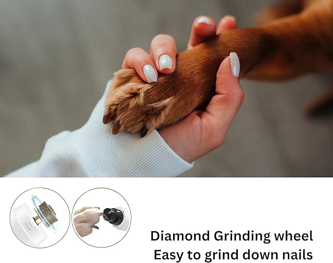 GajetNest Professional Pet Nail Grinder for Dogs and Cats, 2 Speeds LED Light USB Charging Low Vibration, Quiet, Cordless Ergonomic Long Lasting Battery, Safety Guard-Mewly Pet