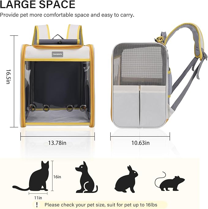 Cat Backpack Carrier, Collapsible and Breathability Cat Carrier Large for Cat Under 16 lbs, Dog and Small Pet Carrier Bag Used in Travel, Car-Mewly Pet
