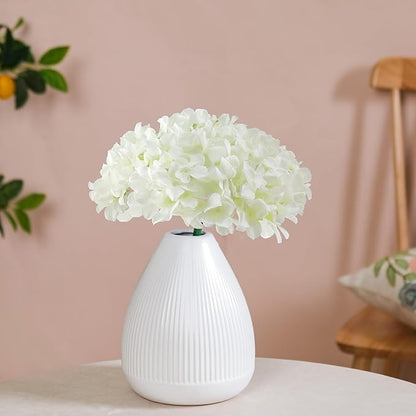 White Hydrangea Artificial Flowers Bulk, 40 Pcs Faux Hydrangea Flowers Heads, Artificial Fake Silk Hydrangea Flowers with Stems, White Flowers Artificial for Decoration Wedding Décor