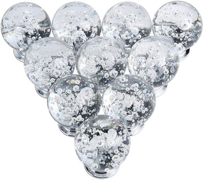 10 PCS Crystal Cabinet Knobs Round Glass Bubbles Knobs Smooth Drawer Pulls Handle for Home, Cabinet, Drawer and Dresser with 3 Different Size Screws, 30MM (Transparent)