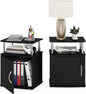 Furinno Jaya End Side Sofa Table/Nightstand with Door, 2-Pack, Americano/Chrome