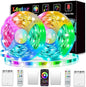 Battery Powered Led Strip Lights 13ft, 2x6.5ft USB/Battery Operated RGB LED Lights Birthday Christmas Gift with Remote for TV Backlight, Bedroom, Camping