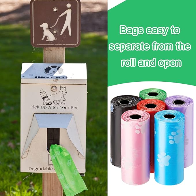 Thenshop 3000 Counts 200 Rolls Dog Poop Bag Plastic Dog Waste Bags Disposable For Doggie Pets Poop Outdoor Walking Travel Mixed Colors(Paw Print Style)-Mewly Pet