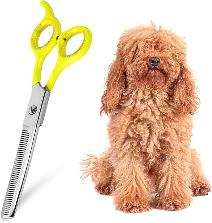 Laazar Dog thinning shears for dogs - Sharp Stainless Steel Blades with Colorful Handles, Safe and Easy-to-Use With Beautiful results, Long Lasting dog grooming thinning shears-Mewly Pet