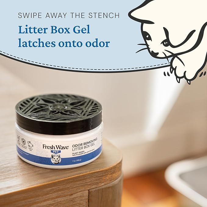 Fresh Wave Odor Removing Litter Box Gel, 7 oz. | Safer Pet Odor Eliminator for Home and Litter Box Area-Mewly Pet