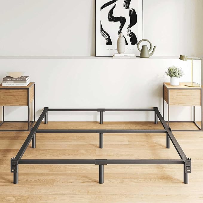 California King Size Bed Frame, 7 Inch Metal Basics Bed Frame,Low Profile Base for Box Spring, 9-Leg Support, Noise-Free, Easy Assembly, Black