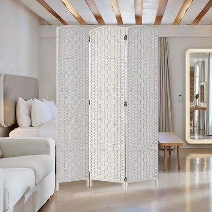 Rose Home Fashion 6 ft Tall Room Divider, Room Dividers and Folding Privacy Screens, 15.7in Privacy Screen 3 Panel Partition Temporary Wall Separation for Private, White