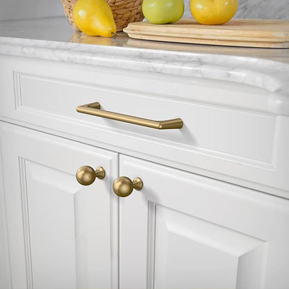 Amerdeco 10 Pack Champagne Bronze Cabinet Knobs Single Hole Cabinet Pulls Round Kitchen Cabinet Knobs Solid Drawer Knobs Dresser Knobs and Pulls for Bathroom Cabinets ZH0041