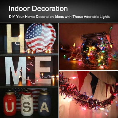 Brizled Colored Christmas Lights, 300 Count 69.6ft Incandescent Christmas Lights, Connectable 120V UL Certificated Xmas String Light, Mini Xmas Tree Light Set White Wire for Tree Holiday Party Decor