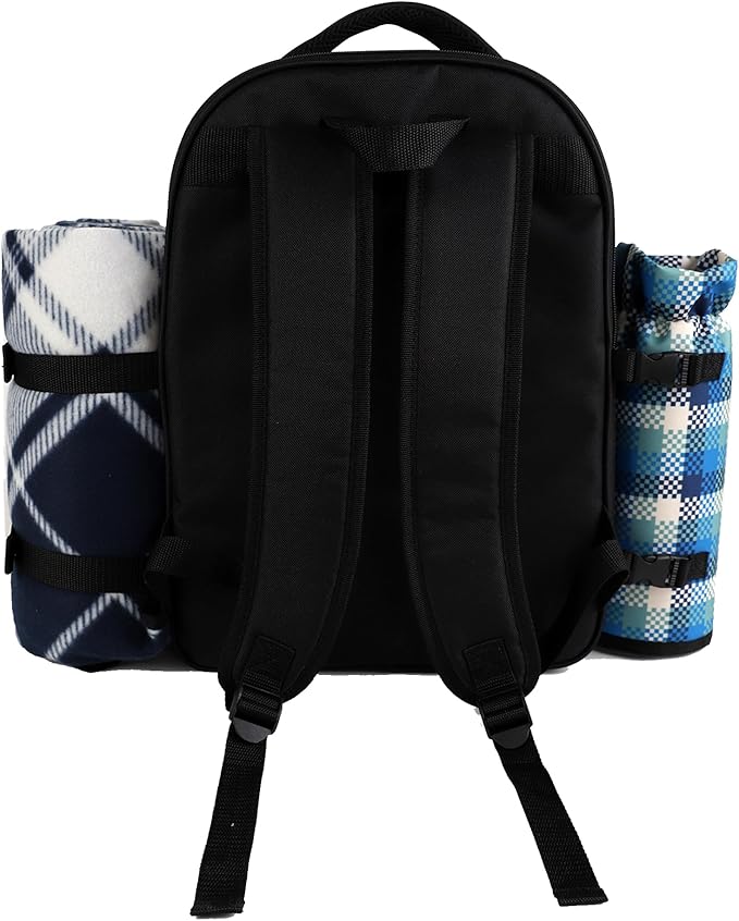 apollo walker Picnic Backpack Bag for 2 Person with Cooler Compartment, Detachable Bottle/Wine Holder, Fleece Blanket, Plates and Cutlery Set-Mewly Pet