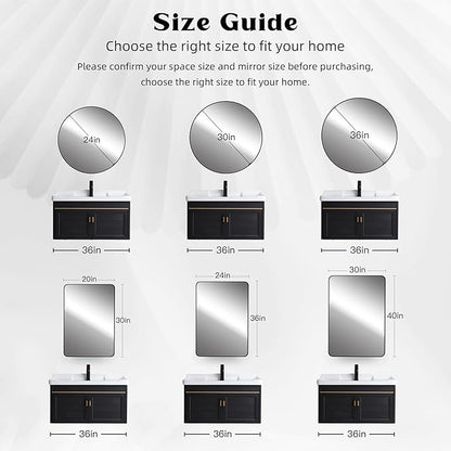 CULER White Bathroom Wall Mirror,20 x 30 Inch Rectangle Vanity Modern Tempered Glass Mirror for Bedroom,Living Room,Entryway