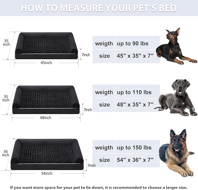 BFPETHOME Dog Beds for Large Dogs, Orthopedic Dog Bed for Medium Large Dogs,Big Waterproof Couch Pet Bed with Removable Washable Cover-Mewly Pet