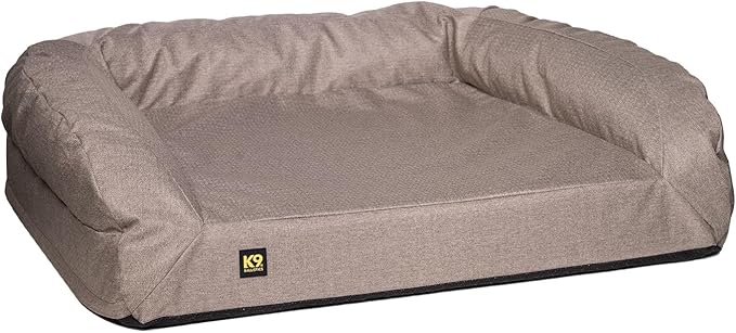 K9 Ballistics Tough Bolster Orthopedic Sofa Dog Bed with Removable Washable Cover - Durable, Water Resistant with Nonskid Bottom - X-Large, Taupe Premium Finish-Mewly Pet