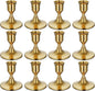 12PCS Brass Gold Taper Candle Holders Set, Vintage Metal Candlestick Holders for Dinner Room Table Centerpiece or Mantel Wedding Party Decor