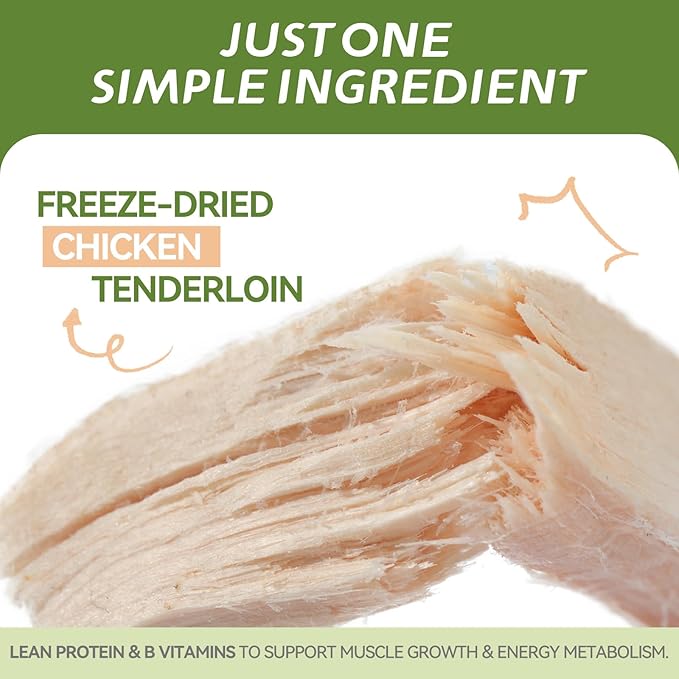 OPET Freeze Dried Chicken Cat Treats, Single Ingredient Grain Free High Protein Pet Food for Cats and Dogs, Healthy Training Snacks, Freeze Dried Cat Food (Chicken Breast, 5.92 Ounce)-Mewly Pet