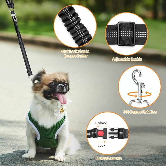 BWOGUE 2 Piece Dog Seat Belt for Car with Elastic Bungee Buffer Safety Seatbelt Car Headrest Restraint Wear Adjustable Metal Buckle Harness in Vehicle Travel for Pet-Mewly Pet