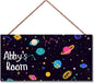 Personalized Sign Outer Space Theme Art Décor For Kids Room Custom Name Universe Star Door Wall Decor For Little Man Cave, Starry Sky Nursery Art Plate For Boys Room Girls Bedroom