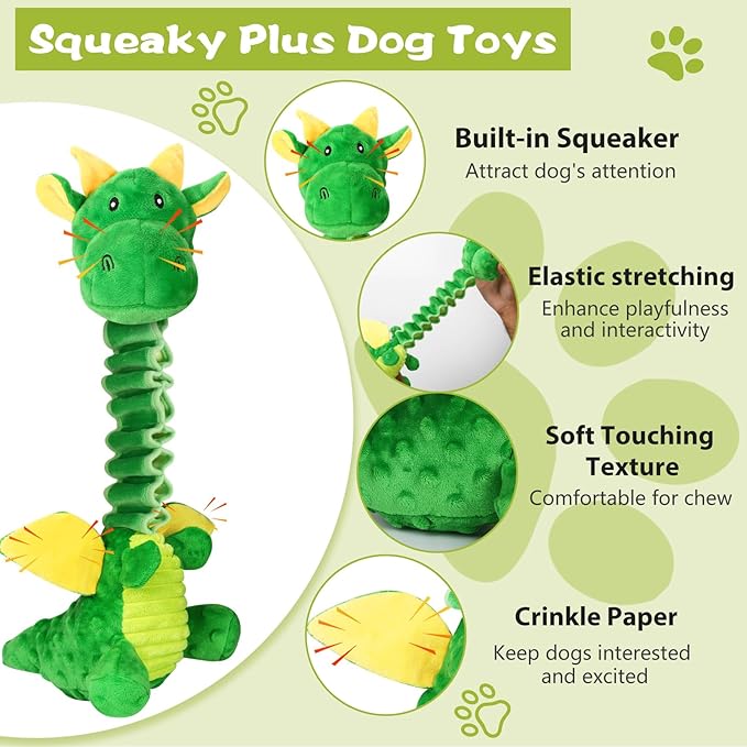 Large Squeaky Dog Toys, Tug-of-War Puppy Toys with Crinkle Paper, Stuffed Plush Animal Dog Toys to Keep Them Busy, Bonding Time Pet Toys for Small, Medium, Large Dogs-Mewly Pet