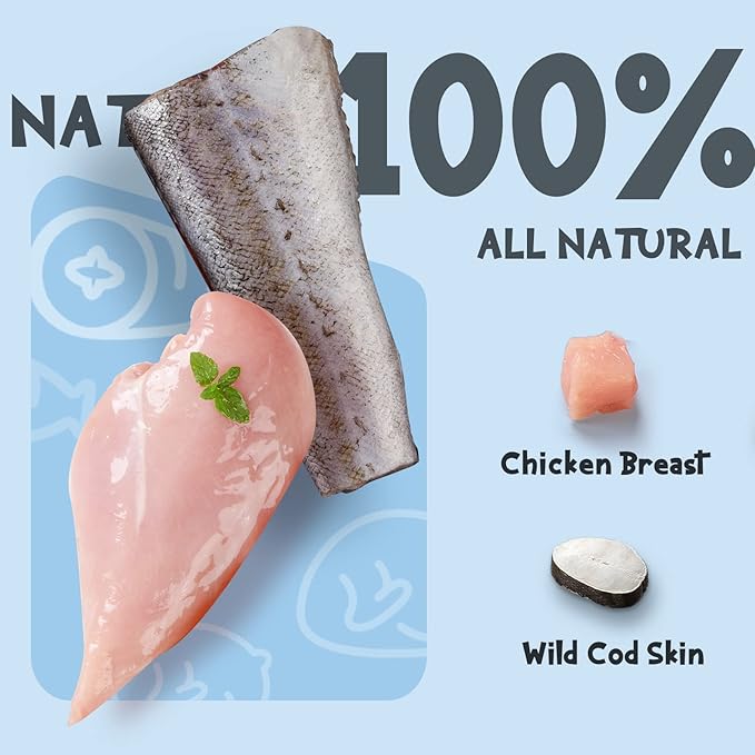 ASMPET Dog Treats Chews, Chicken Wrapped Cod Skin Sticks, Rawhide Free Cod Skin Treats for Dogs, 10.6 oz-Mewly Pet