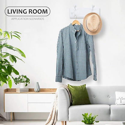 Wooden Coat Rack, Wall-Mounted Organizer for Closet, Entryway, Hallway, Foyer, Bedroom, Heavy Duty Double Hooks for Hanging Towels, Bags, Hats, Jackets, Key (White, 2 Hooks)
