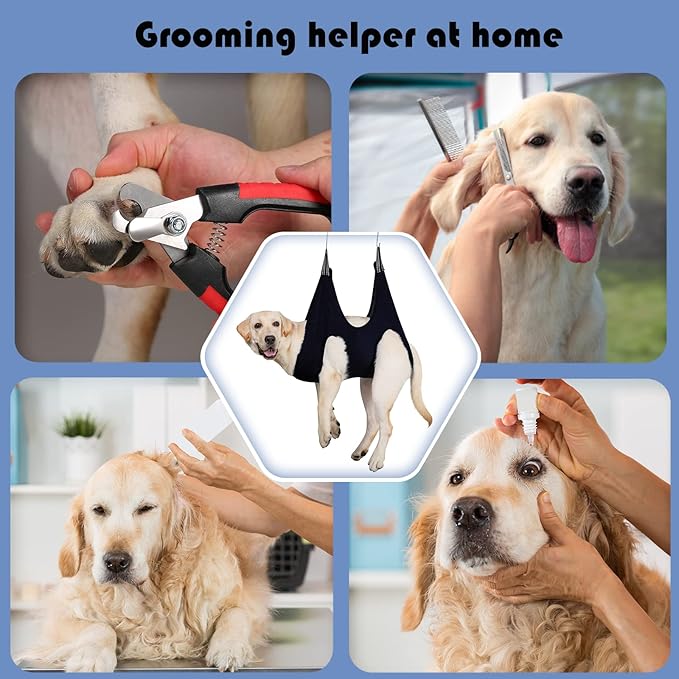 Guzekier Dog Grooming Hammock for Trim Nail, Dog Sling for Grooming, Dog Hammock Restraint Bag with Nail Clippers/Trimmer, Nail File, Pet Comb,Ear/Eye Care-Mewly Pet
