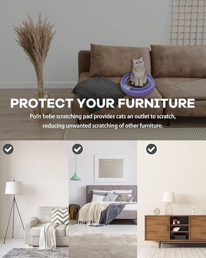 Interactive Cat Ball Track Toy for Indoor Cats, Cat Scratching Board & Exercise Set for Bored Indoor Adult and Kitten Mental & Physical Stimulation, with Spare Ball to Prevent Loss (Purple)-Mewly Pet