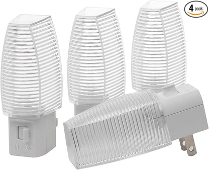 DEWENWILS Plug in Night Light with Switch, Manual ON Off LED Nightlight for Kids, Nursery, Bedroom, Bathroom, Hallway, Stairways, Corridor, Garage, Warm White, UL Listed, 4 Pack