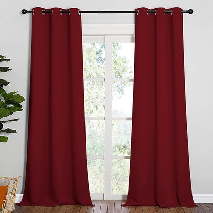 NICETOWN Burgundy Red Blackout Drapes - Window Treatment Light Blocking Privacy Curtain Panels for Christmas Window Decoration (Set of 2, 42 inches by 95-inch)
