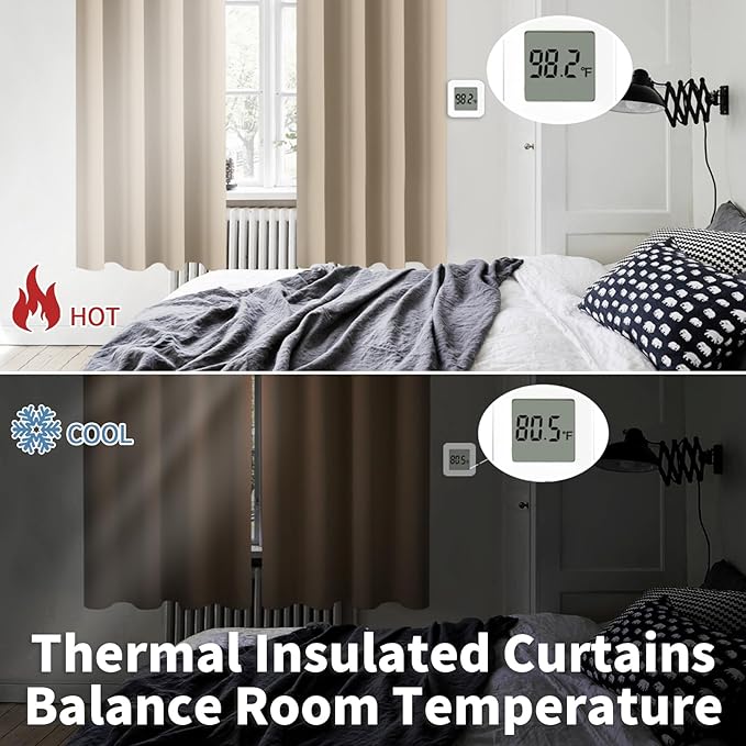 BGment Blackout Curtains - Grommet Thermal Insulated Room Darkening Bedroom and Living Room Curtains, Set of 2 Panels (38 x 84 Inch, Sand)