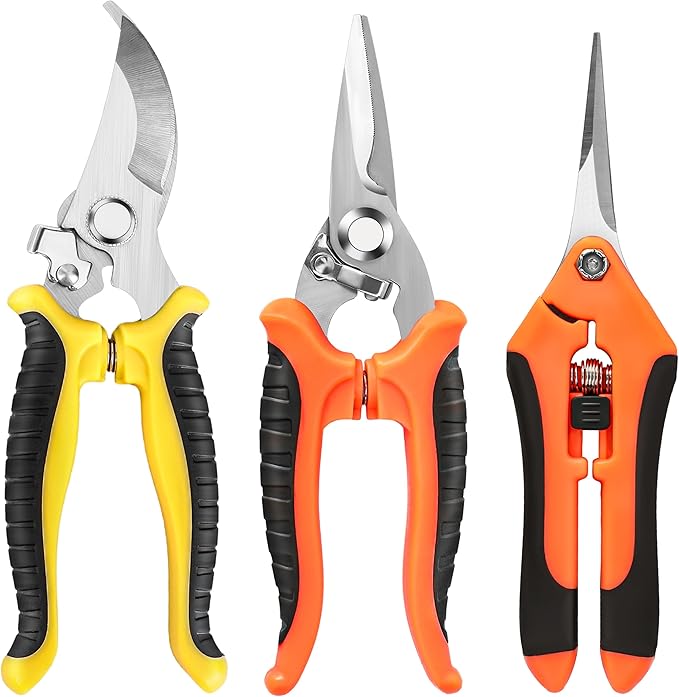 3-Pack Stainless Steel Pruning Shears, Pruning Snips and Clippers for Gardening-Mewly Pet