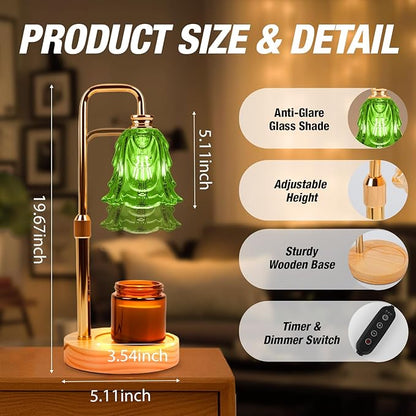 Candle Warmer Lamp with Timer and Dimmer, Electric Wax Warmers for Scented Candles with 5 Brightness Settings, Anti-Glare Lamp with Adjustable Height, Home Decor, Gift for Christmas, Birthday