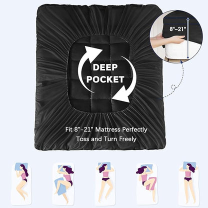 CYMULA California King Mattress Topper, Cooling Mattress Pad Cover, Extra Thick Pillow Top Mattress Topper with 8-21 Inch Elasticated Deep Pockets, Plush Down Alternative Fill Mattress Protector