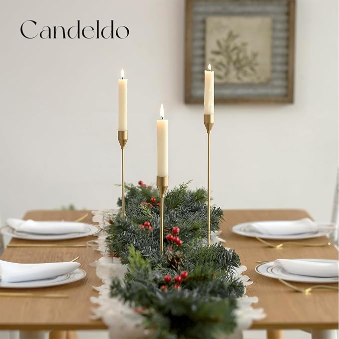 Gold Taper Candle Holders: Set of 6 Tall Candlestick Holder for Table Centerpiece Metal Candles Stick Holders Stand Wedding Decor