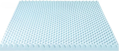 Best Price Mattress 4 Inch Egg Crate Memory Foam Mattress Topper with Cooling Gel Infusion, CertiPUR-US Certified, Dorm Essentials, TwinXL, Light Blue