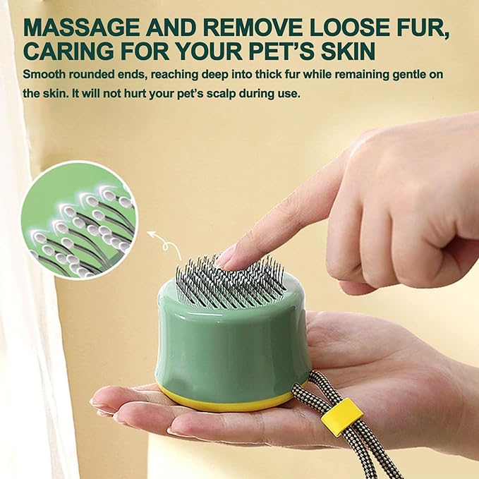 Self Cleaning Retractable Slicker Brush for Puppy and Cats, Grooming Tool with Hanging Rope, Fit for Yorkies, Pomeranians, Maltese, Shih Tzus, Toy Poodles and Maltipoos-Mewly Pet