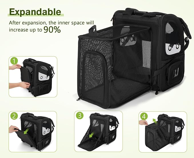 Pecute Pet Carrier Backpack, Dog Carrier Backpack, Expandable with Breathable Mesh for Small Dogs Cats Puppies, Pet Backpack Bag for Hiking Travel Camping Outdoor Hold Pets Up to 18 Lbs-Mewly Pet