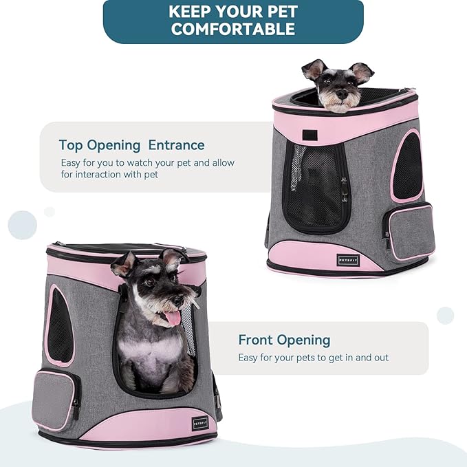 Petsfit Dog Backpack Carrier with Upgrade Waist Cushion Design to Better Fit The Waist, Suitable for Small and Medium Dogs Cats, and Rabbits up to 18 Pounds-Mewly Pet