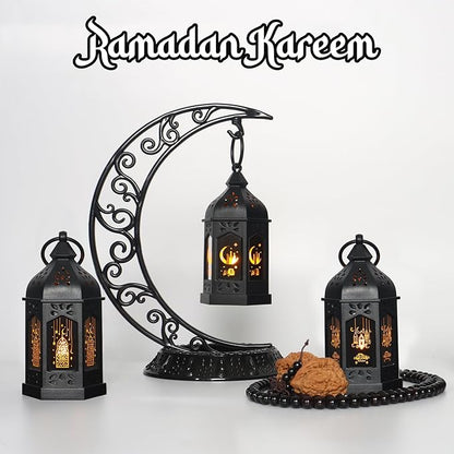 LLQ Ramadan Lanterns (5-12pcs) - Mini Lanterns Decorative Lights - Ramadan Gifts & Table Centerpiece, Eid Mubarak Decorations, Black