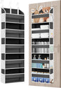 1 Pack Over The Door Organizer Storage, Hanging Organizer Closet with 5 Large Pockets 10 Mesh Pockets, 44 lbs Weight Capacity, Behind Door Storage for Nursery Bedroom Bathroom (Dark Grey)