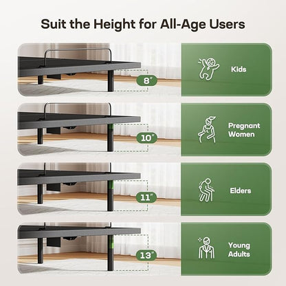 Marsail MS01-1 Full Adjustable Bed Base with Massage, 4 Ports USB A&C Adjustable Bed Frame with Under-Bed Nightlight, 3 Minutes Fast Assembly, Wireless Control Adjustable Bed with 4 Height Options
