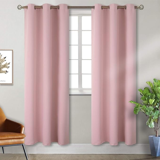 BGment Room Darkening Curtains 84 Inches Long - Grommet Thermal Insulated Drapes Window Treatment Curtains for Bedroom, 2 Panels, 38 x 84 Inch, Baby Pink