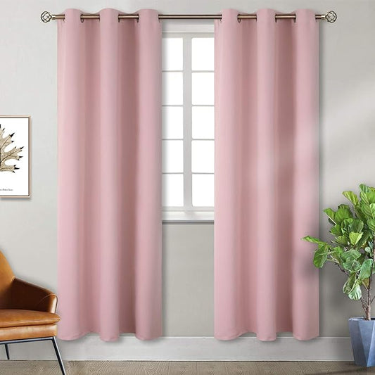 BGment Room Darkening Curtains 84 Inches Long - Grommet Thermal Insulated Drapes Window Treatment Curtains for Bedroom, 2 Panels, 38 x 84 Inch, Baby Pink