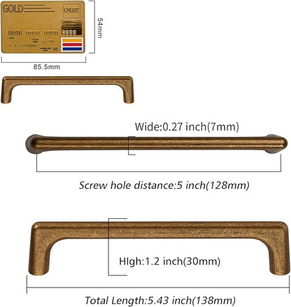 Amerdeco 10 Pack Antique Brass Cabinet Pulls 5 Inch(128MM) Hole Centers Kitchen Vintage Retro Cabinet Handles Hardware Kitchen Handles for Cabinets Cupboard Handles Drawer Pulls ZH0041