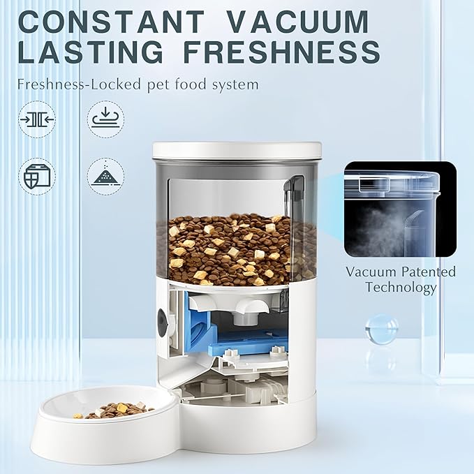Warcat Vacuum Automatic Smart Cat Feeder with Timed Remote Control & Visual Monitoring, APP-Enabled Pet Food Dispenser for Cats, Dogs & Small Animals, Automatic Feeding Solution-Mewly Pet